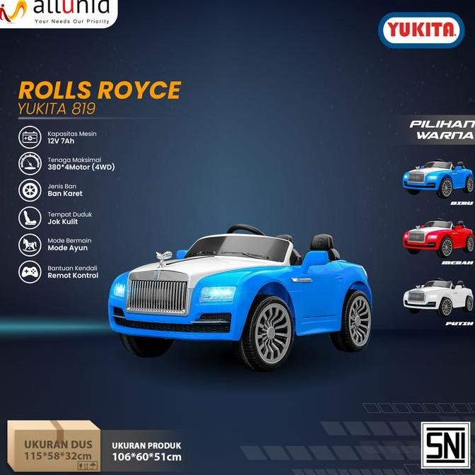 Murah Mainan Anak Mobil Aki ROLLS ROYCE - YUKITA 819 Non COD