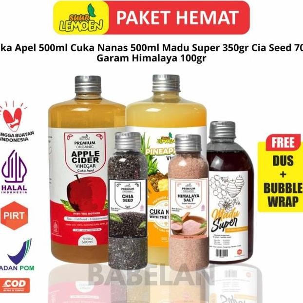 

Terlari Paet Heboh Paet 5In1 B Paet Hemat Cua Apel Ml Cua Nana Ml Chia Eed 70Gr Madu Hutan 350Ml Garam Himalaya 100 Ml By Alea