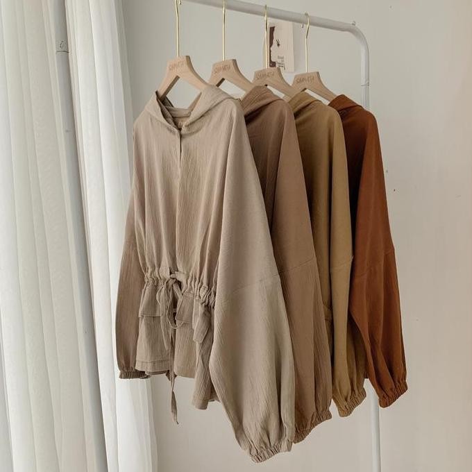 Syamaita Original Kaye Linen Cotton Outer Hoodie Parka Oversize Material Linen Premium Terbest Selle