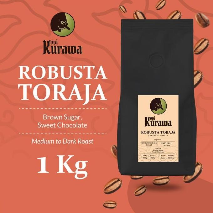 

Kopi Robusta Toraja Kalosi Sulawesi Coffee Roasted Bean Biji Bubuk 1Kg