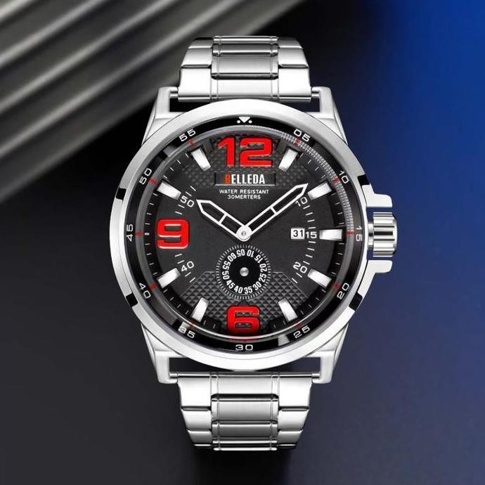 Promo Esklusif Live [Buy 1 Get 1] Jam Tangan Pria Belleda 9322 Analog Tali Rantai Stainless Anti Air