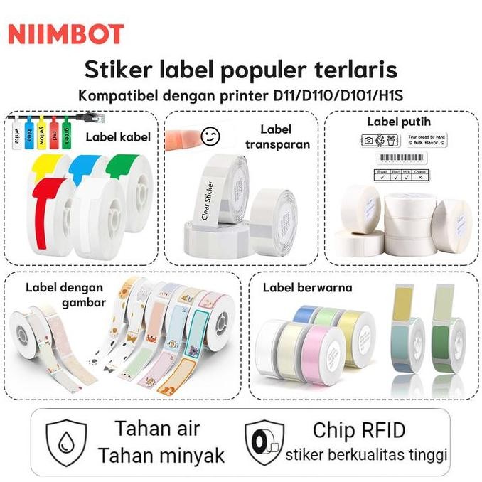 

new niimbot d110_m/d11_h/d101 berbagai gaya stiker harga bare kertas label