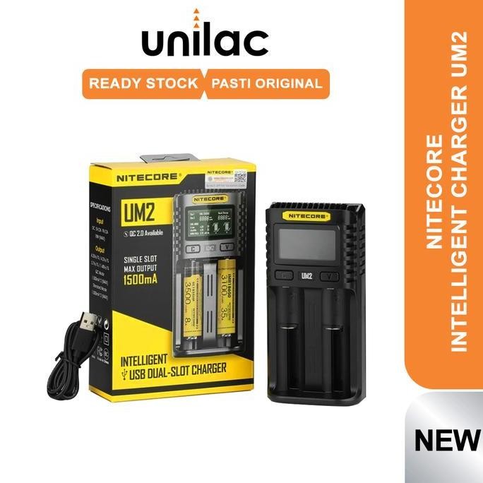 nitecore um2 intelligent charger 2 slot battery charger - charger baterai 18650 nitecore ori -