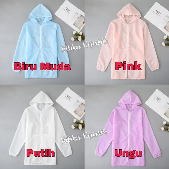 Jaket Wanita Long Coat Parasut Semi Transparan Woman Casual Jacket Terbaru