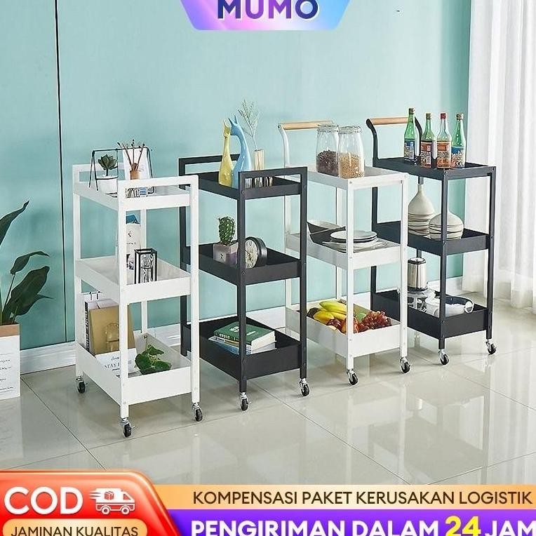 Rak Dapur Stainless Rak Troli Susun Serbaguna Rak Roda Rak Salon Rak Penyimpanan Dapur