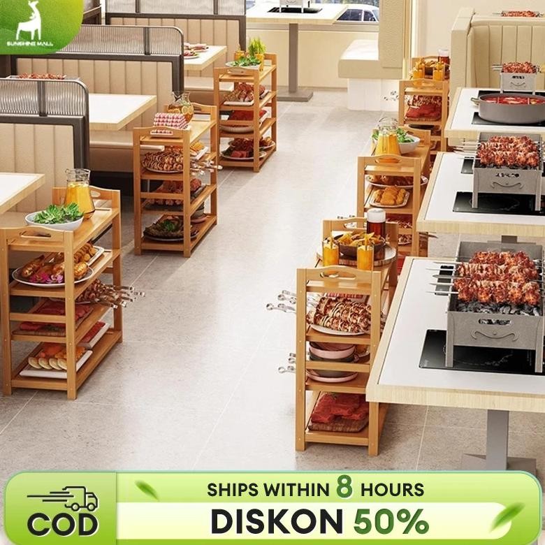 Rak Dapur Rak Sayuran Restoran Rak Bumbu Rak Susun Serbaguna Kayu Rak Piring Restoran Sayuran Nampan