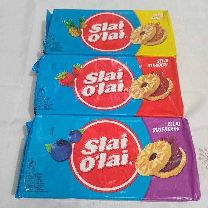 

Produk Baru!! Paket 3pcs Slai Olai biskuit susu dengan selai nanas, stroberi, blueberi @ 192g