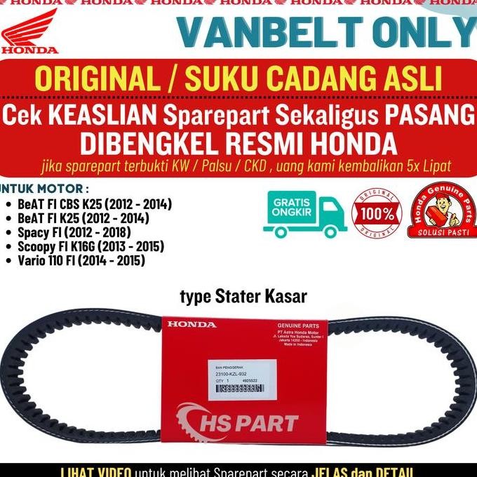 BERKUALITAS VANBELT BEAT FI ORIGINAL HONDA , VANBELT SCOOPY FI ORIGINAL , VANBELT HONDA SPACY FI ORI