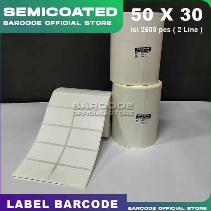 

new label stiker semicoat 50x30mm / 50 x 30 / 50x30 mm 2 line (1 slop)