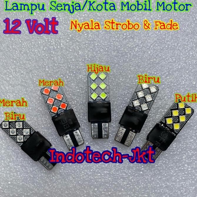 

SEPASANG (2 BIJI) LAMPU LED SENJA KOTA T10 TRUK BIS 12V DAN 24V NYALA KEDIP DAN FADE 12 LED TERMURAH