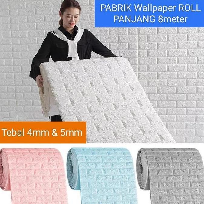 Promo Wallpaper dinding 3D Bata Roll / Wallpaper Bata Roll 8 Meter COD