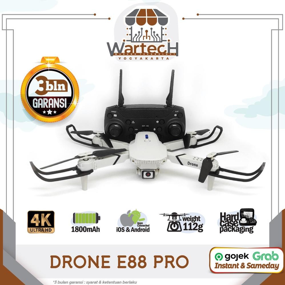 Drone E88pro 4K UltraHD CAMERA Foldable Drone Lipat Single Camera