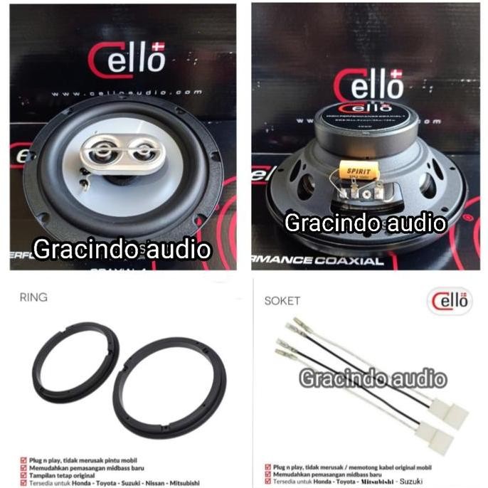 ready Speaker Coaxial 3way Cello + Ring + Kabel Soket PNP Suzuki Ertiga