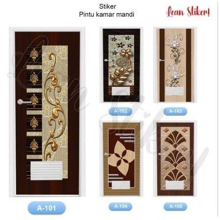 Promo RAN0170 Stiker pintu kamar mandi / stiker pintu kamar tidur motif kayu interior COD