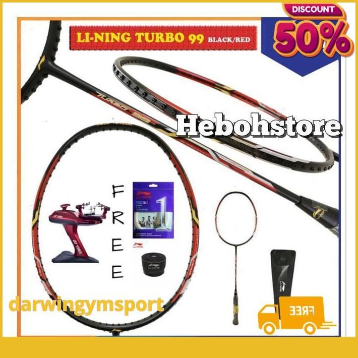 RAKET BADMINTON LINING TURBO 99 LENGKAP +TAS+GRIP+SENAR LINING NO1 ORI TERBAIK