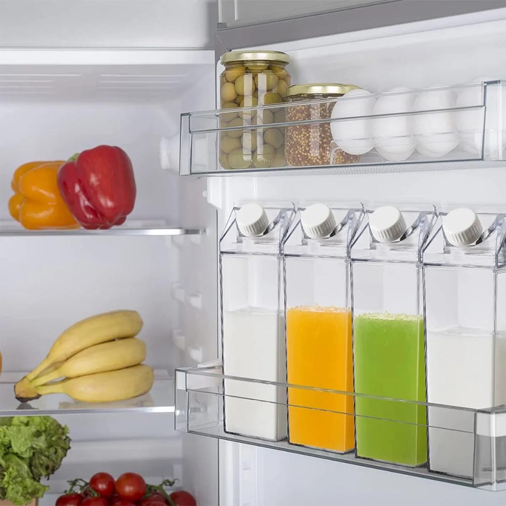 Fridge Bottle Tumbler Botol Air Tempat Minum Kulkas 1000Ml Botol Minum Kotak Susu Transparan Bening 