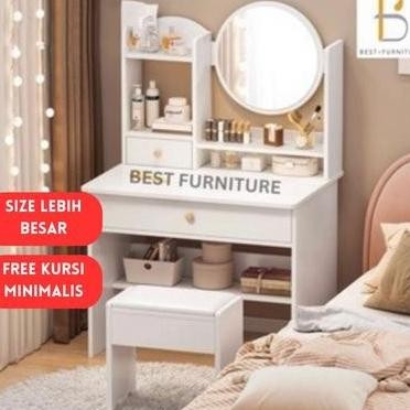 Meja Rias Kaca Bulat Meja rias Putih Minimalis