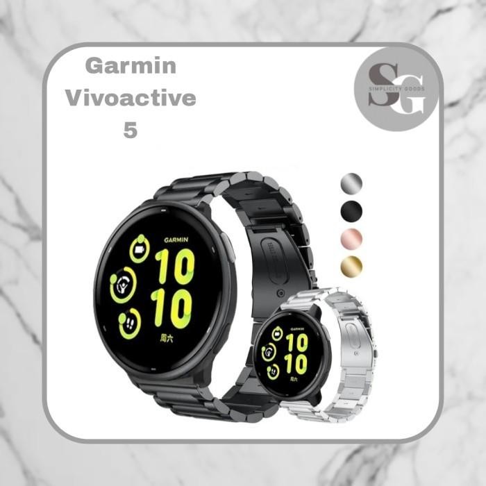 Strap Garmin Vivoactive 5 Smart Watch Stainless 3 Beads Tali Jam Tangan Rantai Besi 20Mm Terlaris Be