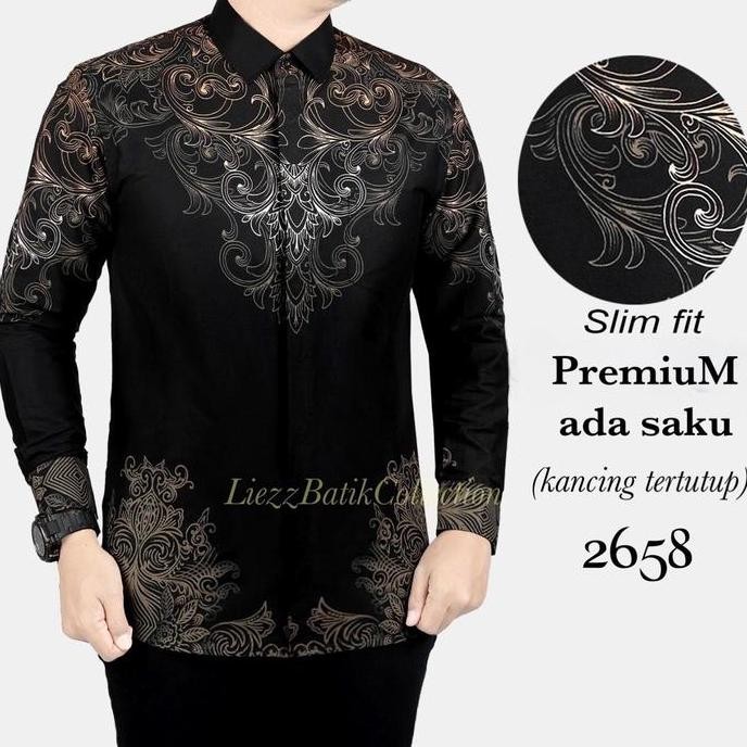 baju batik pria slimfit premium ready xxl ada saku ps
