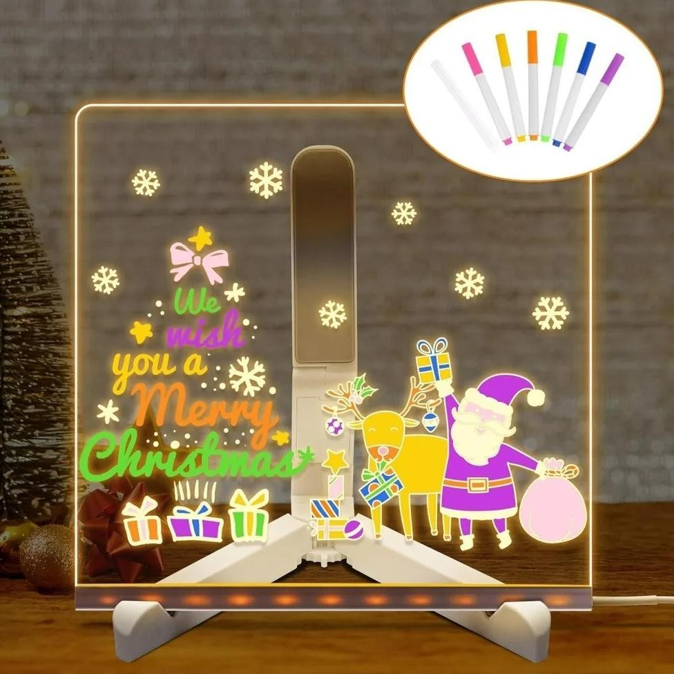 

Led Note Board With 7 Colors Pen,Acrylic Led Writing Message Board,Novelty Led Drawing Board Light Up Dry Erase Board With Stand