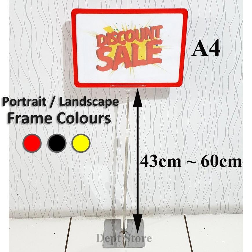 

terlaris display harga frame a4 label promo plat standing pop price besi silver murah