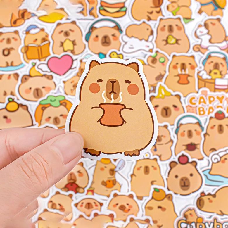 

50Pcs Cartoon Capybara Graffiti Stickers Creative Funny Fashion Decorative Scrapbook Sticky Phone Child Stickers