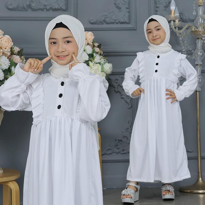Gharim- Gamis Maryam - Gamis Dres Anak Warna Putih Pakaian Muslim Manasik Haji