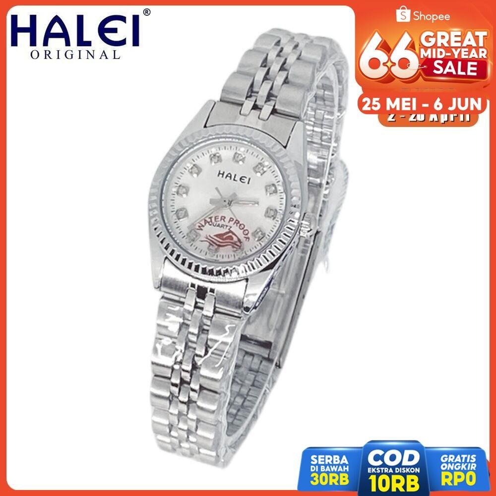 HALEI AH356L Jam Tangan Wanita Anti Air Kuarsa Antik FormalRantai Stainless Jam Tangan CewekOriginal