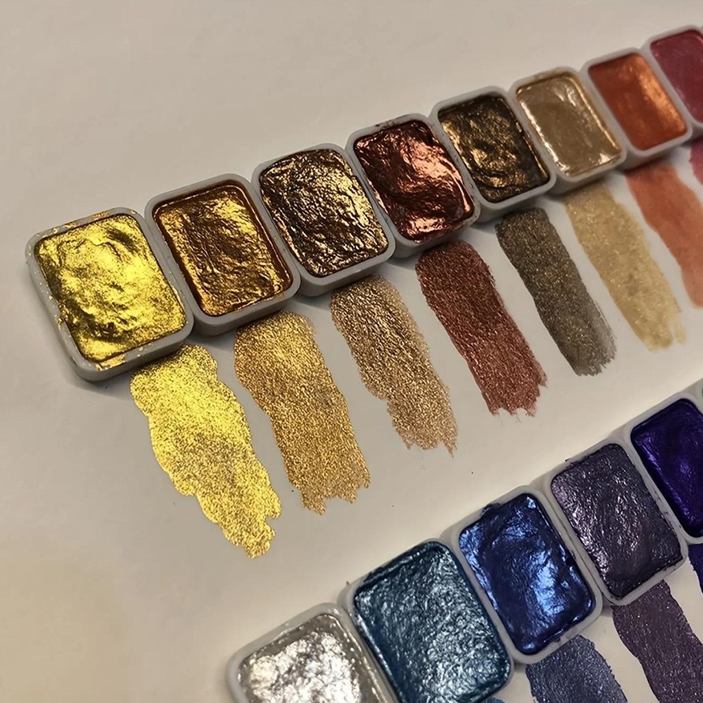 

20 Colors Metal Watercolor Painting Set, Portable Box With Shiny Pearls Solid Watercolor Painting, And Art Supplies, Watercolor