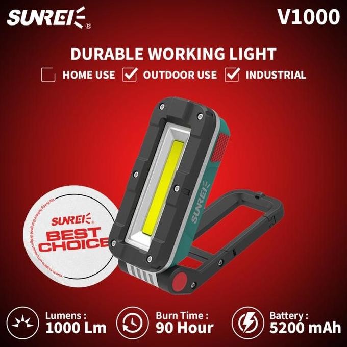 ] Lampu Kerja Emergency Lamp Sunrei V1000 1000 Lumens IPX5 - V1000
