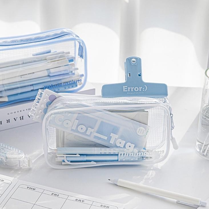 

Hot Sale Winzige Kotak Pensil Transparan Aesthetic Pencil Case Large Tempat Pensil Pen Pouch Lucu Stationery Organizer