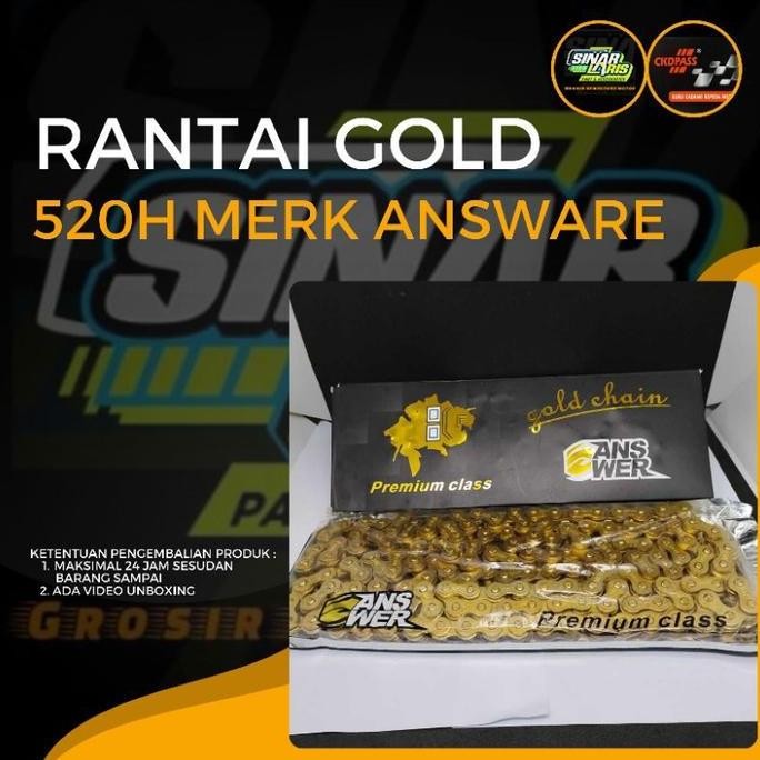 Terlaris Rantai/Rante Roda Rantai Motor Answer Gold Premium Quality 520H 130L, 520H 150L Ready Stok