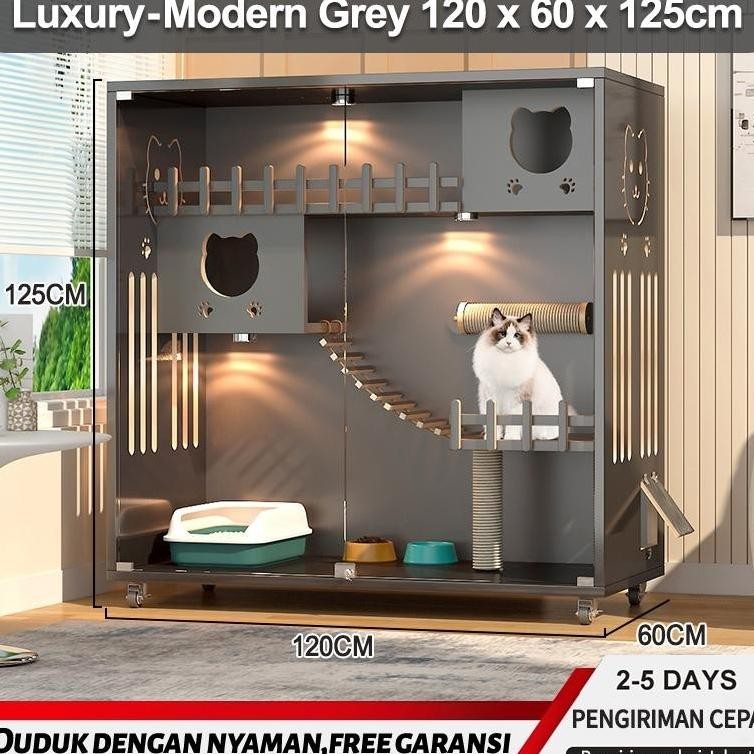 Rumah kucing mewah rumah kucing indoor Rumah kayu solid untuk kucing besar/Rumah kayu solid untuk ku