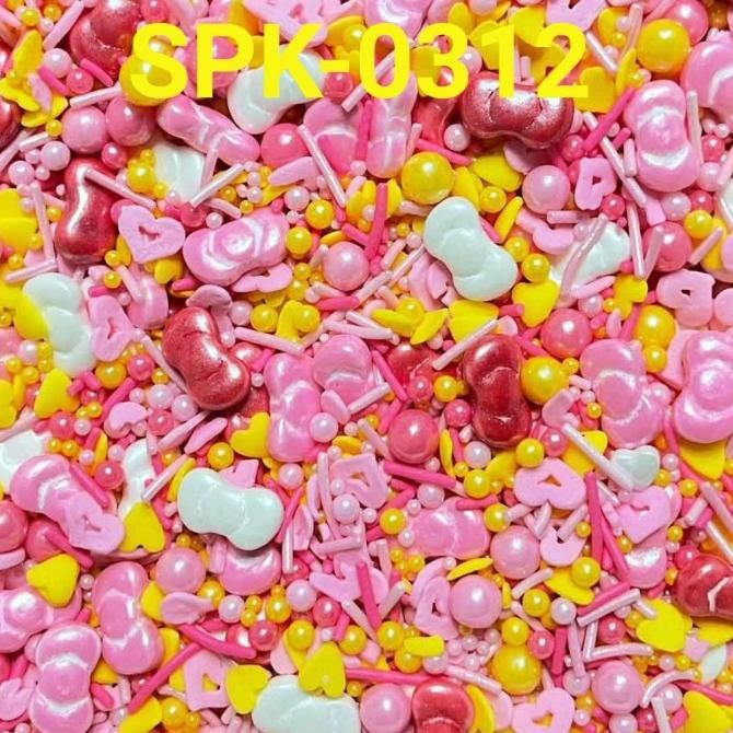 

*****] SPK-0312 Sprinkles sprinkle springkel 1kg pita mutiara pink merah