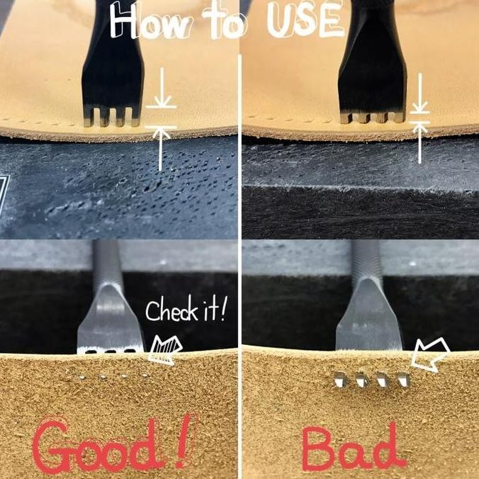 

baru oka factory 3.5 mm diamond hole punches - prong pricking leather tools