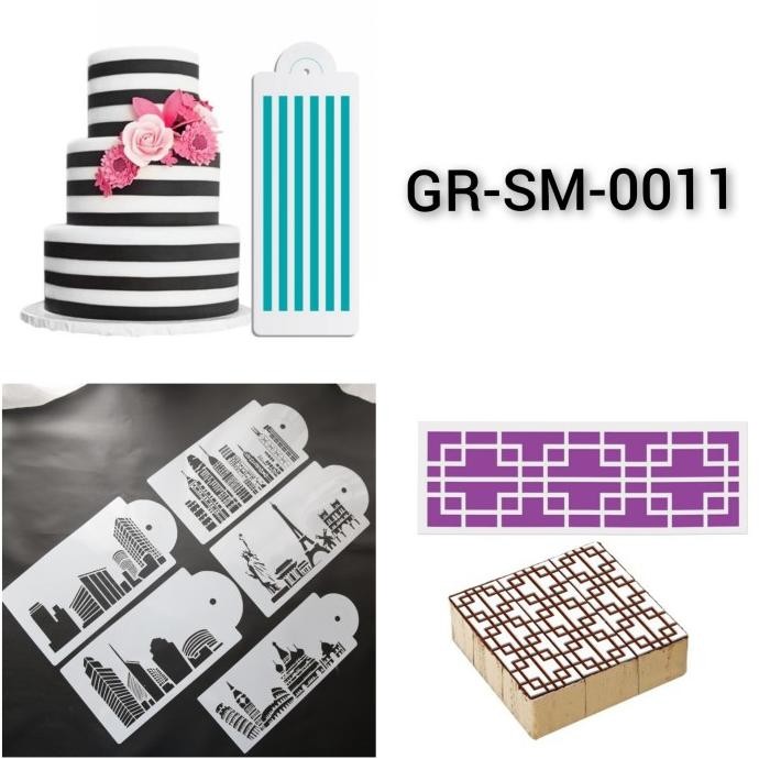 

] GR-SM-0011 Cake stencil stensil pinggiran kue gedung pisa eiffel garis