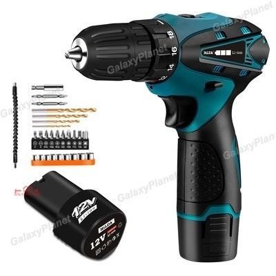 Bor Listrik Murah Promo Bor Baterai Mesin Tanpa Kabel Impact Drill Cordless Drill Koper 2 Baterai/Bo