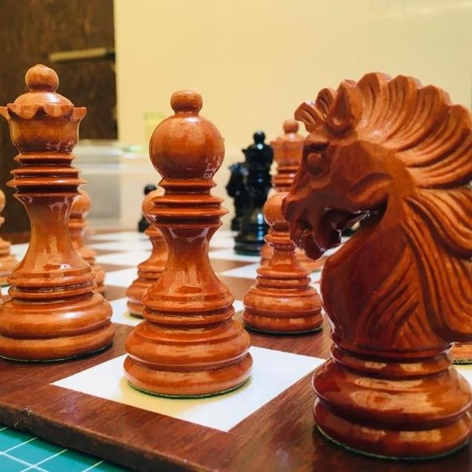 Miliki Catur Kayu Sawo Premium-Lion Hair Knights Golden Sapodilla Chess Set