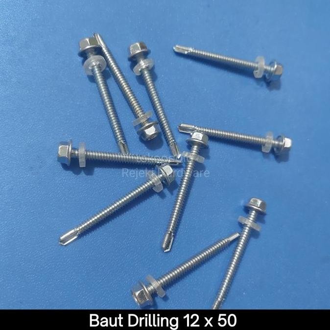Baut Drilling 5 cm 12 x 50 SDS baut baja ringan driling galvalum
