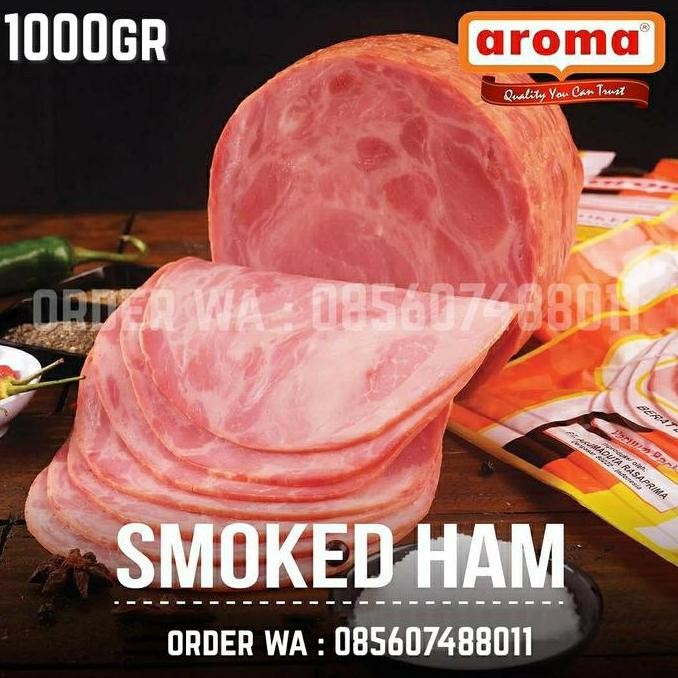 

HIW AROMA Smoked Pork Ham 1000gr / 1kg Daging Babi Asap Bulat Non Halal
