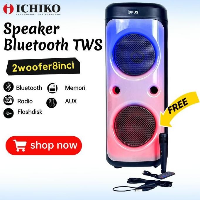 Speaker Ichiko Bluetooth Karaoke Portable Sz2212 Super Bass New Stok