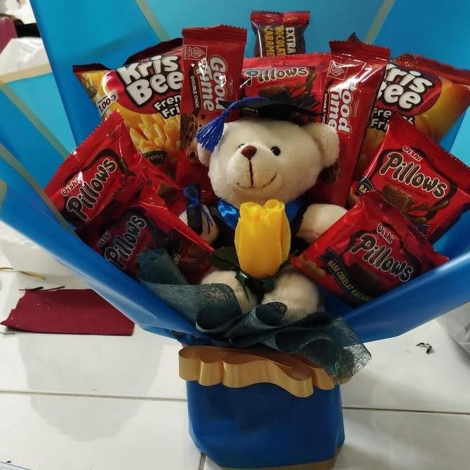 

Bucket Snack+ Boneka Wisuda+ Bunga