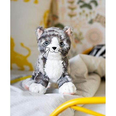 Boneka Kucing Lucu Abu Putih Lembut