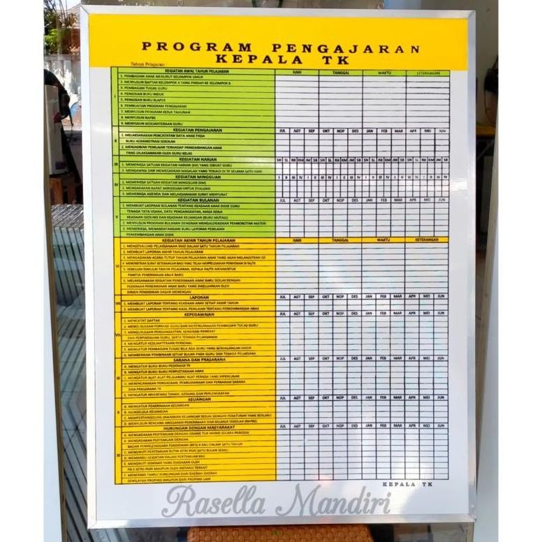 

SPIROS PROGRAM PENGAJARAN KEPALA TK 60X80 - PAPAN DATA SEKOLAH PAUD TK RA - PAPAN AKREDITASI