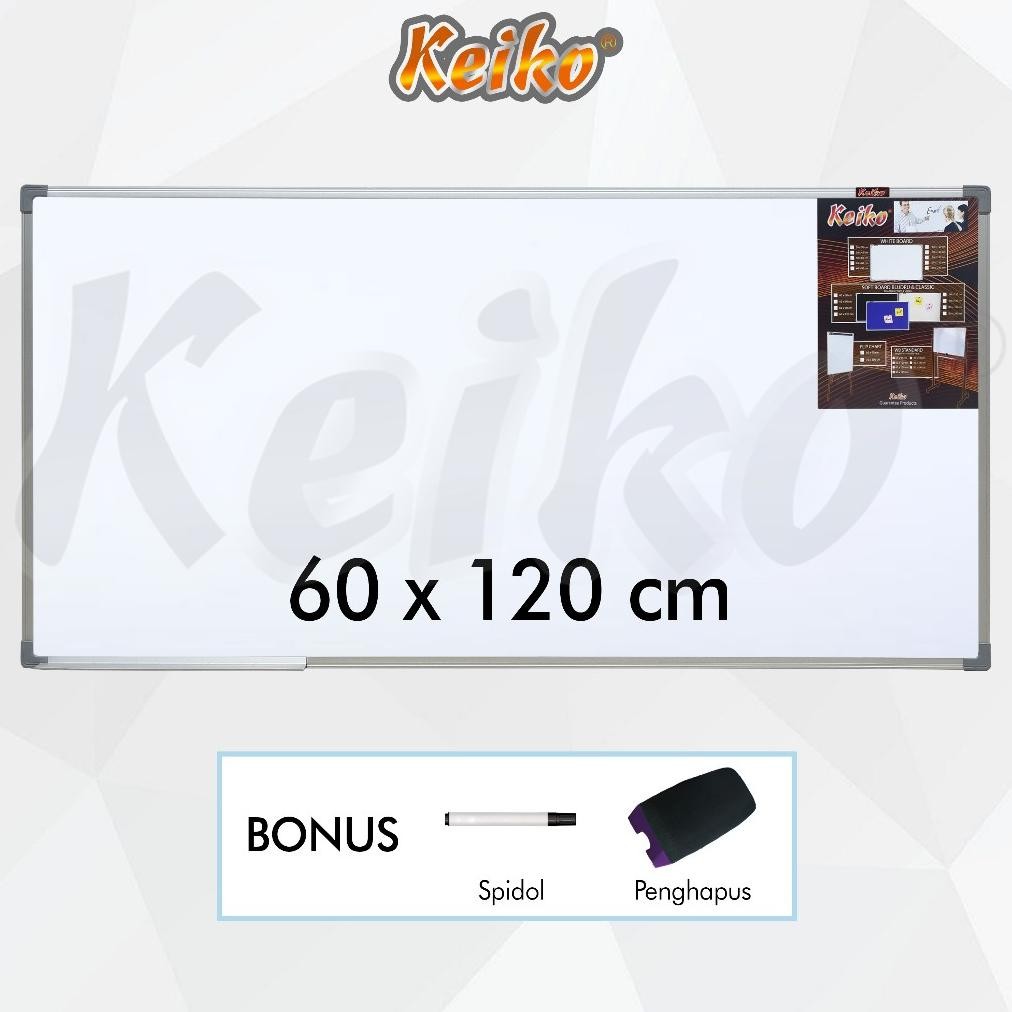 

READY PAPAN TULIS WHITEBOARD / WHITE BOARD GANTUNG SINGLE F KEIKO 60 X 120 CM