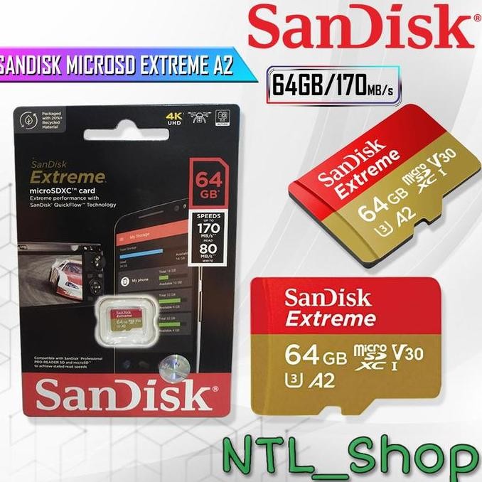 TERMURAH - SANDISK MICROSD EXTREME A2 64GB Micro 64GB