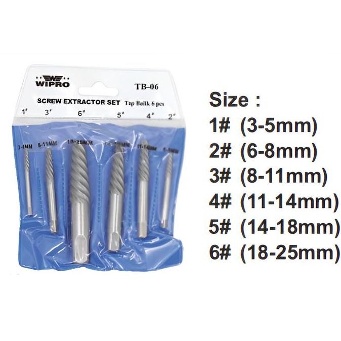 BEBAS ONGKIR - WIPRO Tap Balik 6Pcs/Screw Extractor