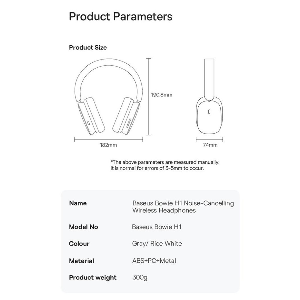 Baseus Bowie H1 Headphone Anc Enc Bluetooth 70H Battery Life Bt 5.2 New Stok
