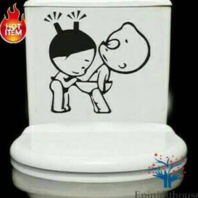 Stiker Dekorasi Toilet/Kamar Mandi Closet Lucu Unik Motif Anak Kecil