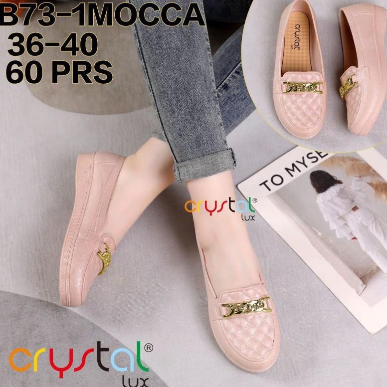 Sepatu Kerja Wanita Crystal Lux Sepatu Flat Cewek Karet Jelly Lentur Elastis